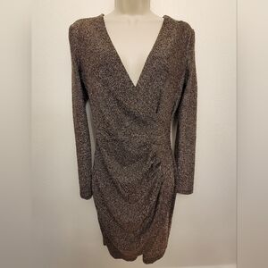 DKNY Long Sleeve V Neck Sheath Dress